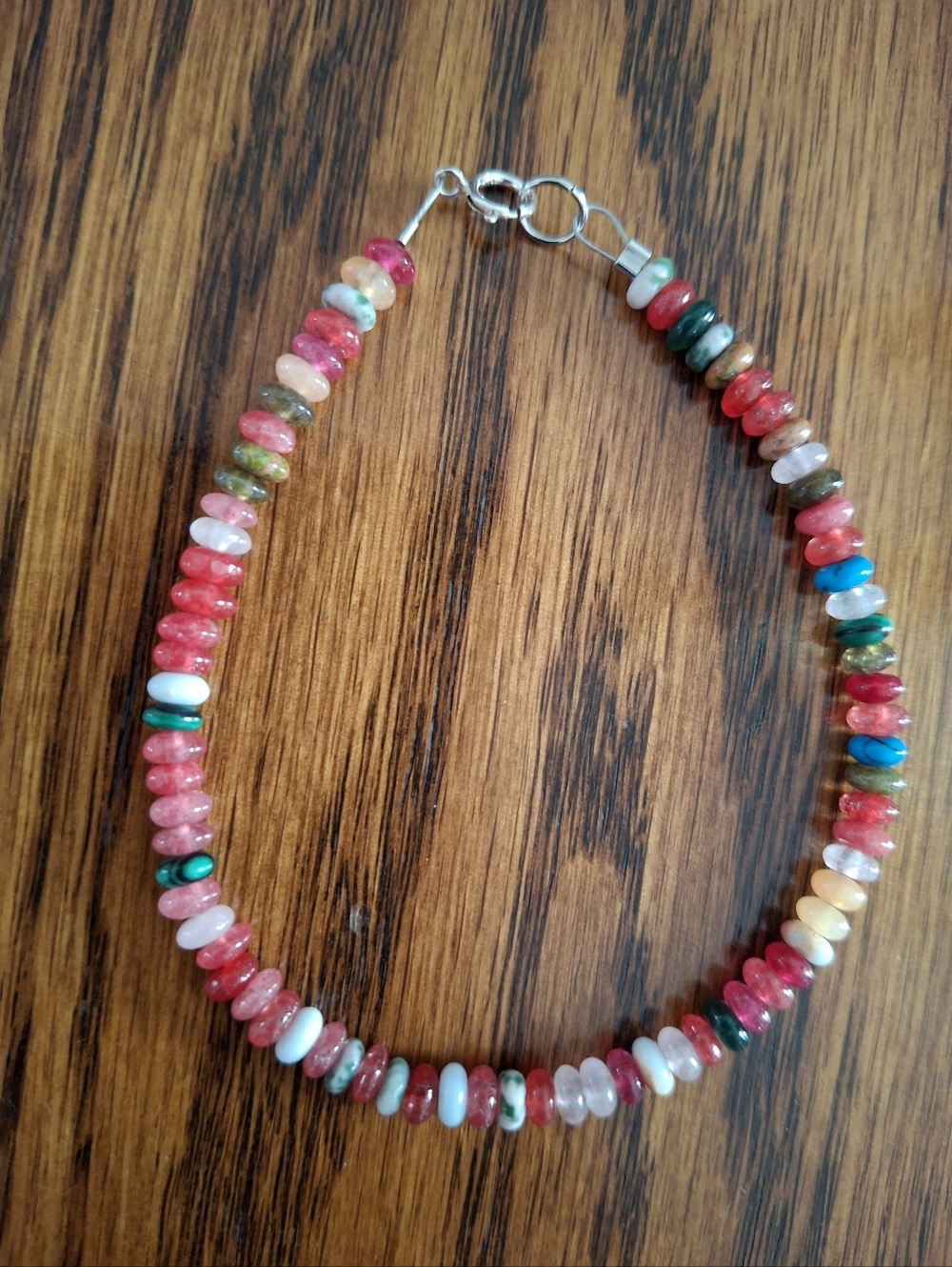 Bracelet Multicolored Rondelle Gemstones Tiny Beads 7.5"